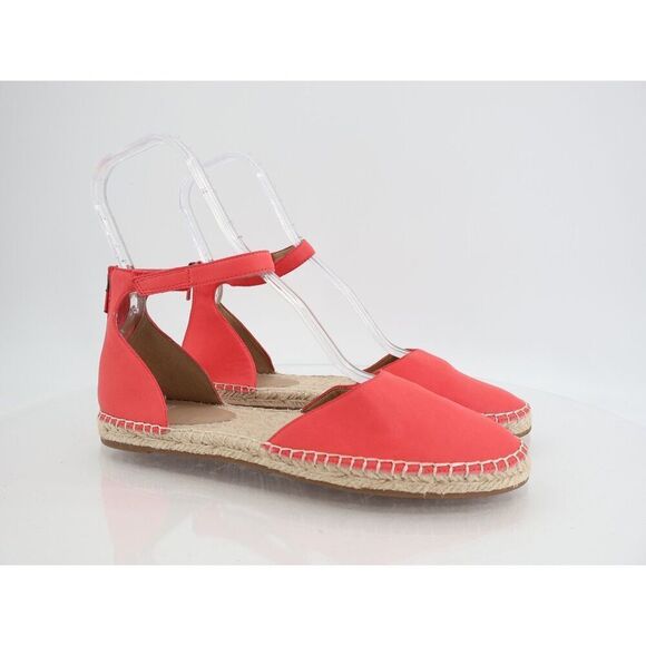 Eileen Fisher Womens Lala Espadrille Flat Size 11 Pink Red Leather Ankle Strap - Picture 1 of 13